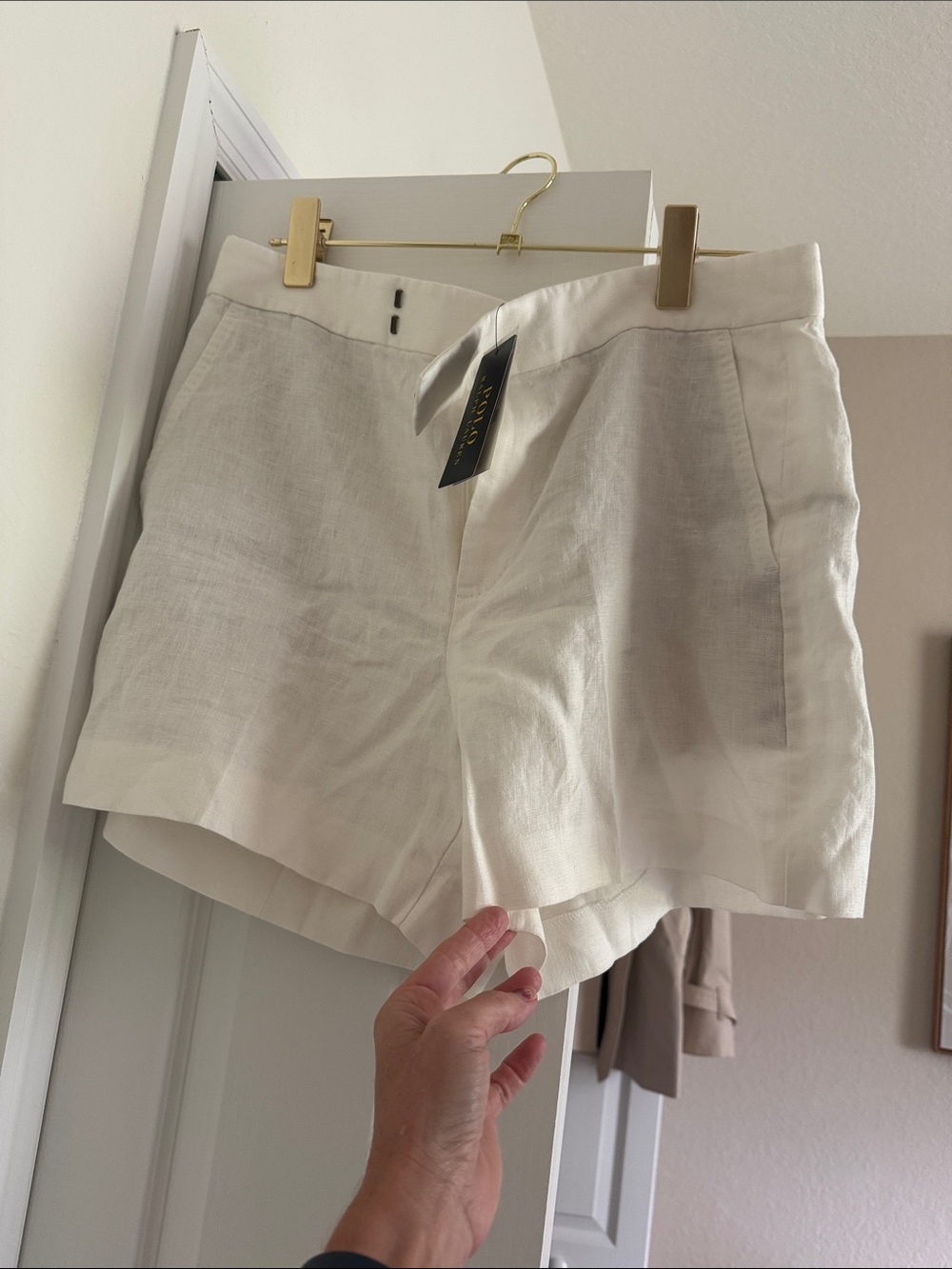 Polo by Ralph Lauren Cream High-Waist Linen Shorts